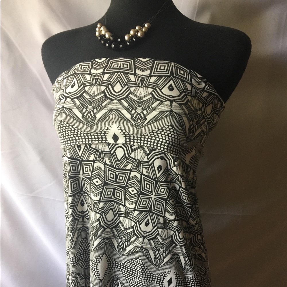 Roxy Woman's Strapless Long Print Dress Size Med